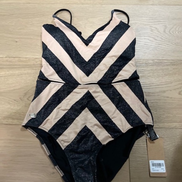 Biliblond Arava Stripes Black and Nude, M,  NWT - Picture 6 of 7
